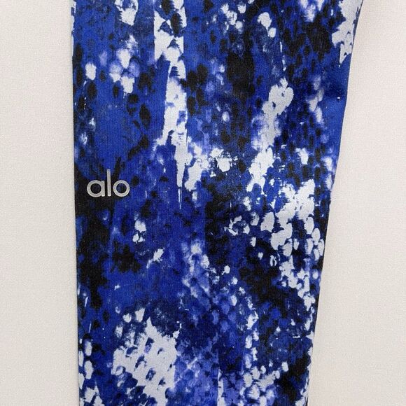 Alo Yoga Womens Sz M Airbrush Deep Electric Blue Python Snakeskin Leggings Pants - Picture 3 of 7